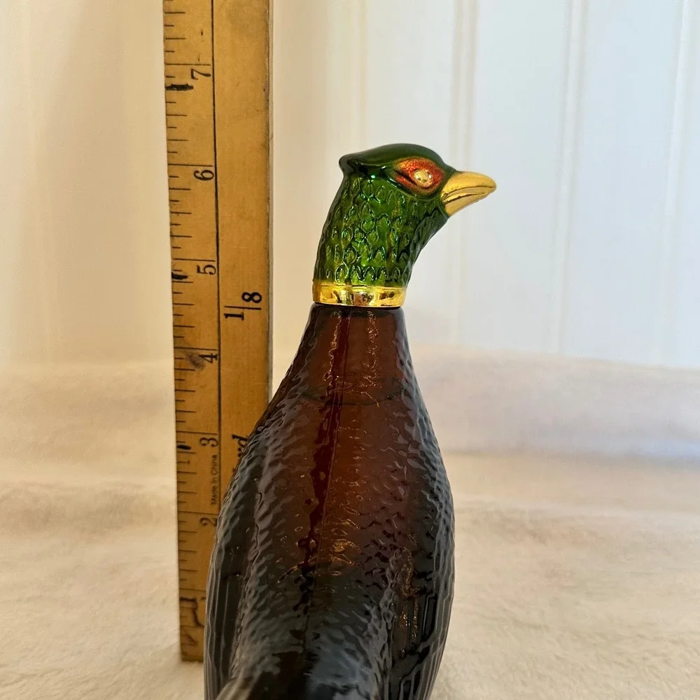 Avon Pheasant Decanter Men 5oz Brown Green Excellent Vintage Glass After Shave
